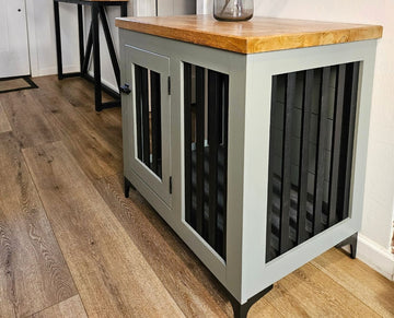 premium pet crate with wooden top