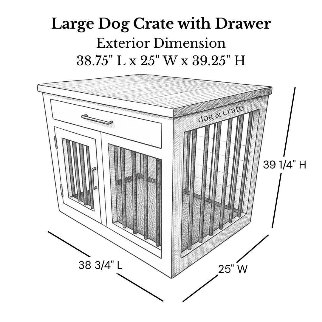 large dog crate with drawer dimensions