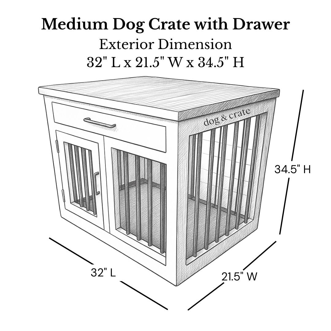 medium dog crate with drawer dimensions
