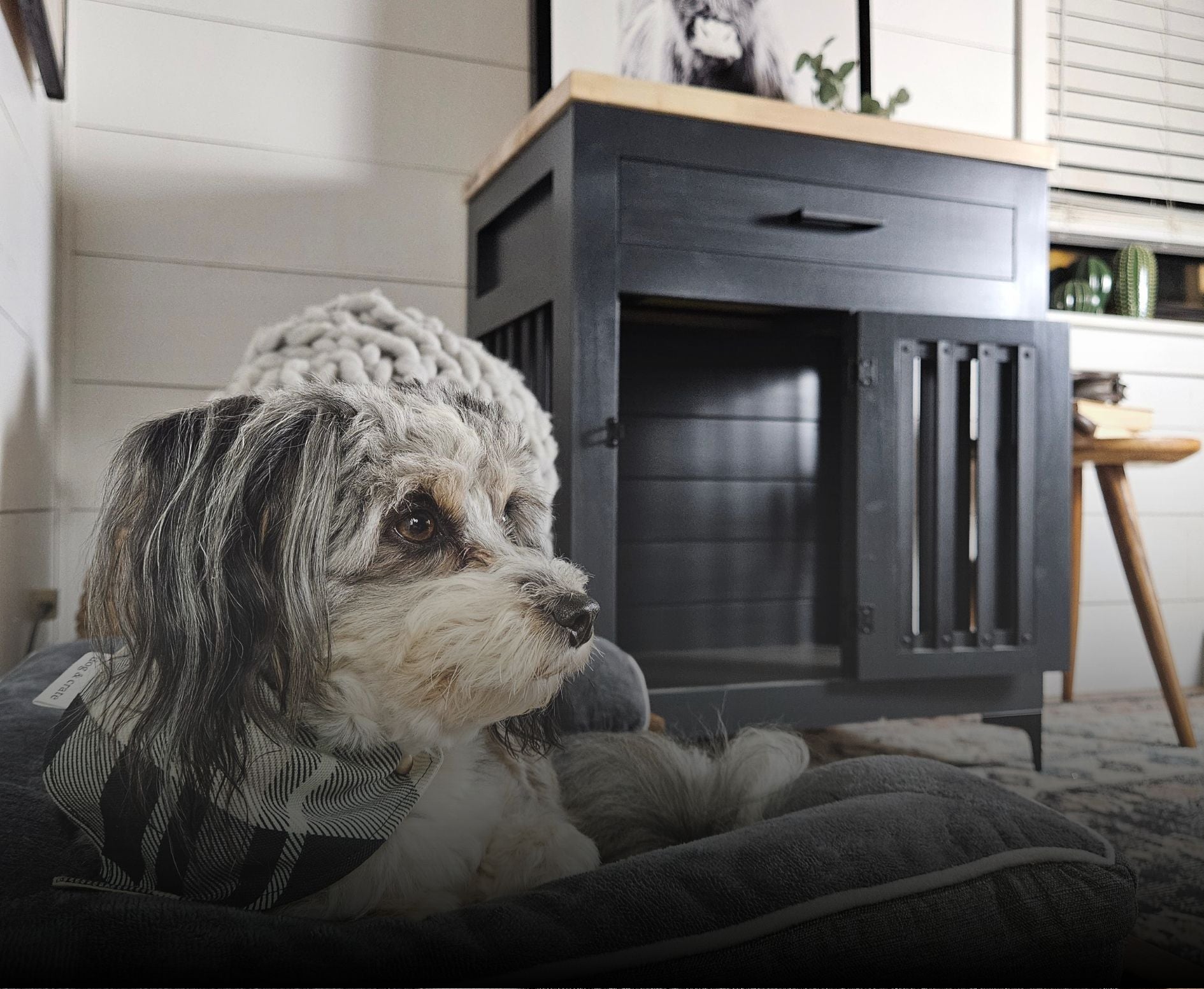 indoor dog crate side table