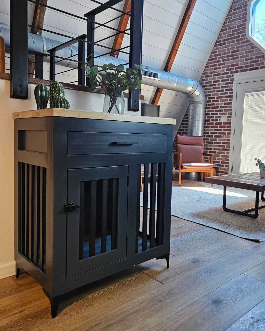 black designer medium dog crate furniture for house